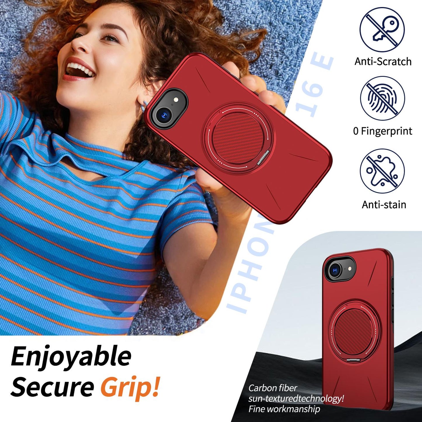 For iPhone 17e / 16e Kalebol Magnetic MagSafe Rotation Holder PC Phone Case(Red)