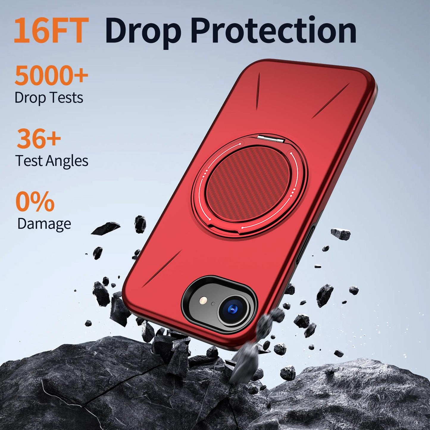 For iPhone 17e / 16e Kalebol Magnetic MagSafe Rotation Holder PC Phone Case(Red)