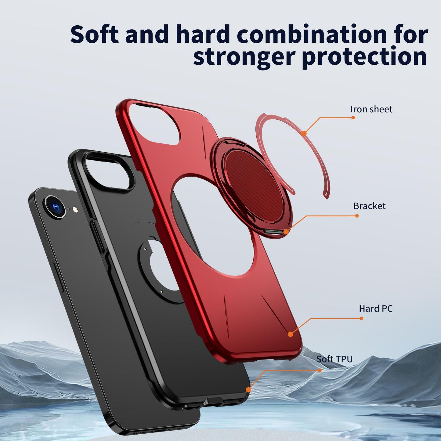 For iPhone 17e / 16e Kalebol Magnetic MagSafe Rotation Holder PC Phone Case(Red)