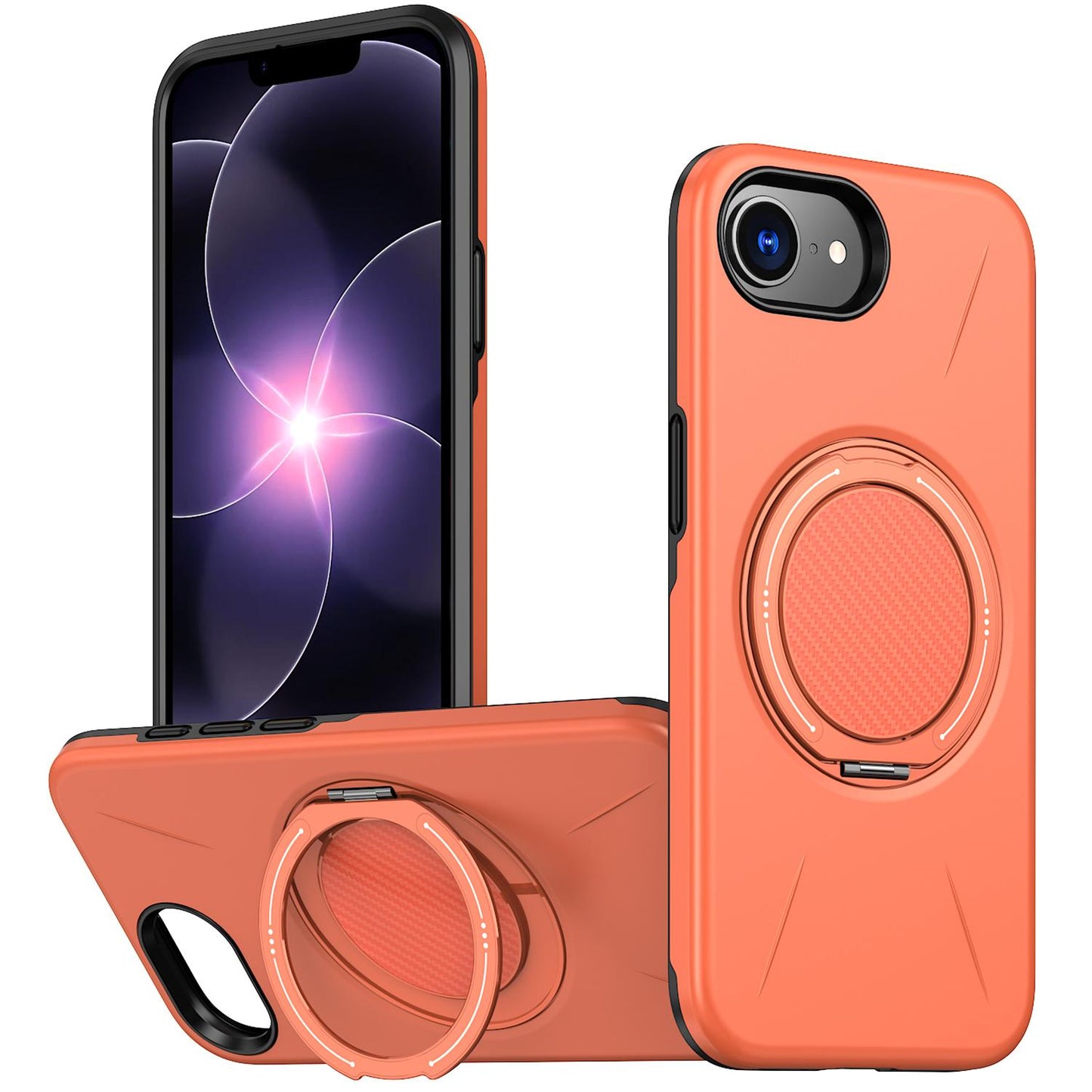 For iPhone 17e / 16e Kalebol Magnetic MagSafe Rotation Holder PC Phone Case(Orange)