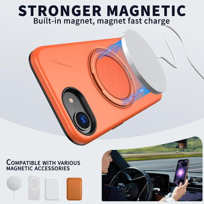For iPhone 17e / 16e Kalebol Magnetic MagSafe Rotation Holder PC Phone Case(Orange)