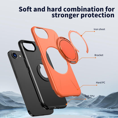 For iPhone 17e / 16e Kalebol Magnetic MagSafe Rotation Holder PC Phone Case(Orange)