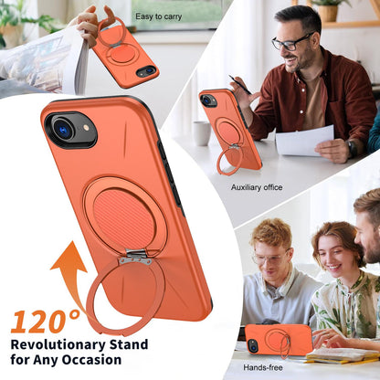 For iPhone 17e / 16e Kalebol Magnetic MagSafe Rotation Holder PC Phone Case(Orange)