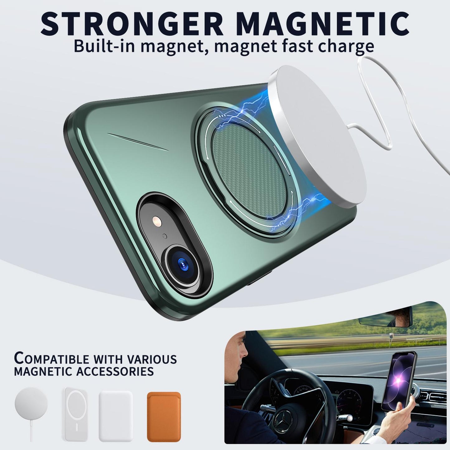 For iPhone 17e / 16e Kalebol Magnetic MagSafe Rotation Holder PC Phone Case(Grey Green)