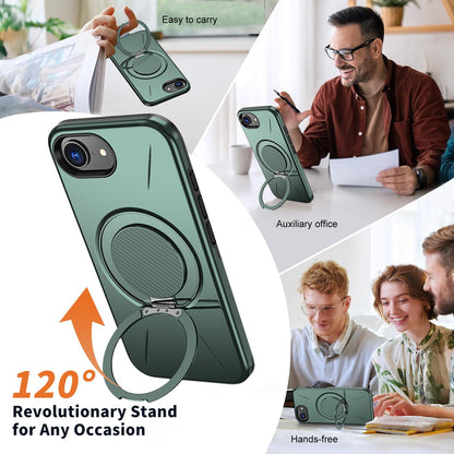 For iPhone 17e / 16e Kalebol Magnetic MagSafe Rotation Holder PC Phone Case(Grey Green)