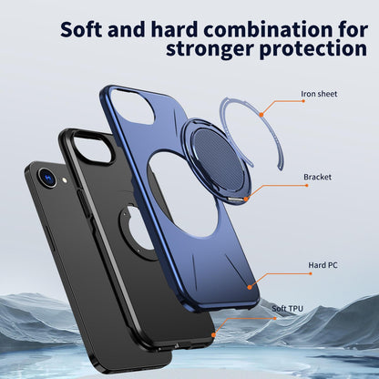 For iPhone 17e / 16e Kalebol Magnetic MagSafe Rotation Holder PC Phone Case(Blue)