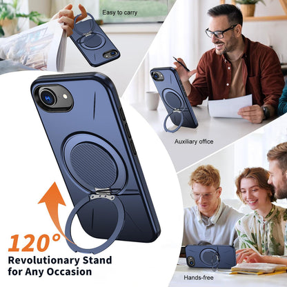 For iPhone 17e / 16e Kalebol Magnetic MagSafe Rotation Holder PC Phone Case(Blue)
