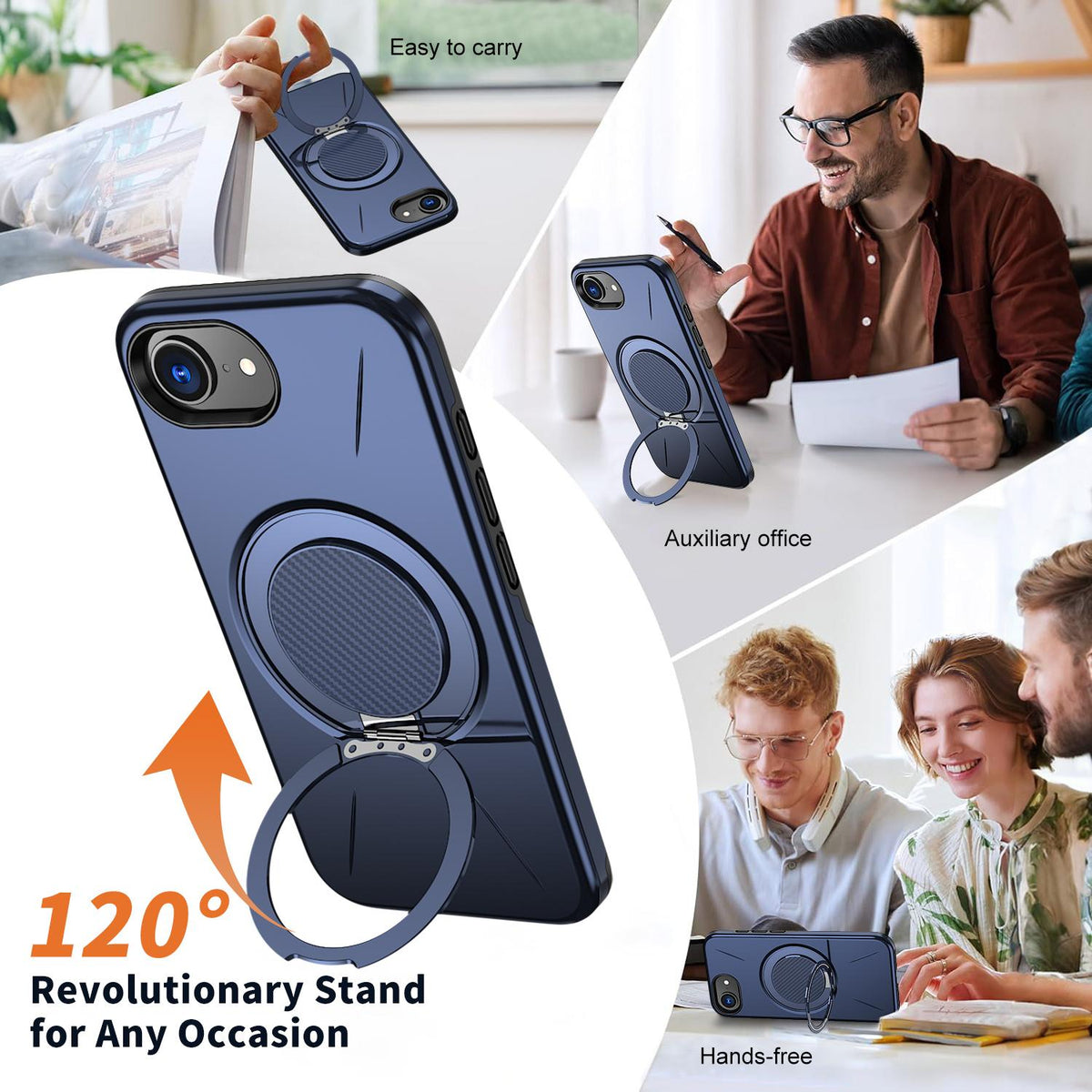 For iPhone 17e / 16e Kalebol Magnetic MagSafe Rotation Holder PC Phone Case - Blue - SYA003021020E
