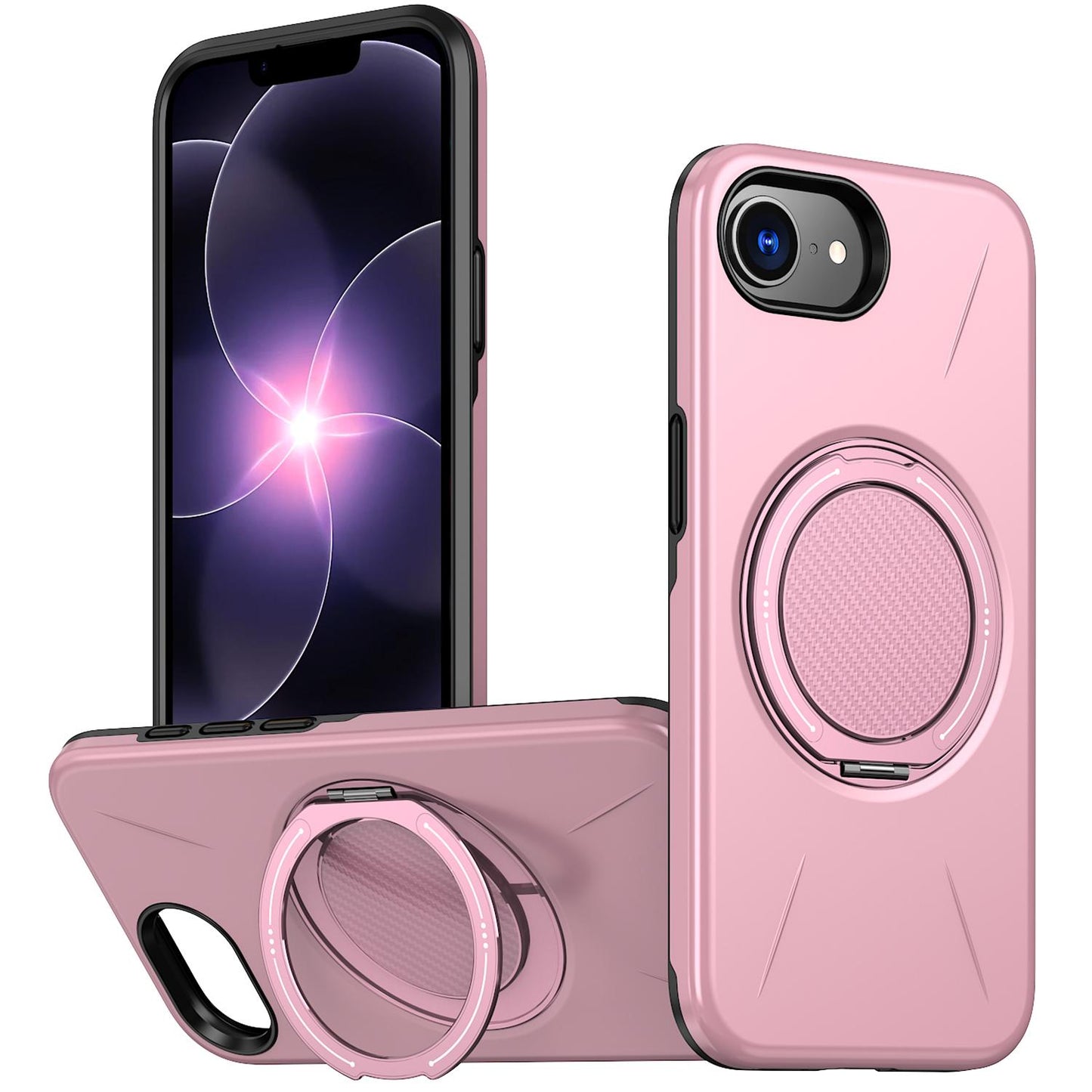 For iPhone 17e / 16e Kalebol Magnetic MagSafe Rotation Holder PC Phone Case(Pink)