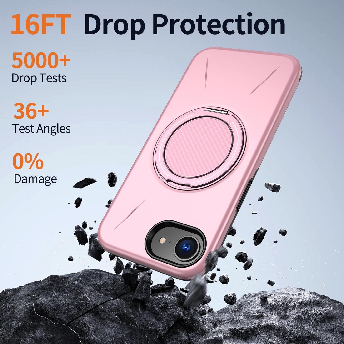 For iPhone 17e / 16e Kalebol Magnetic MagSafe Rotation Holder PC Phone Case(Pink)