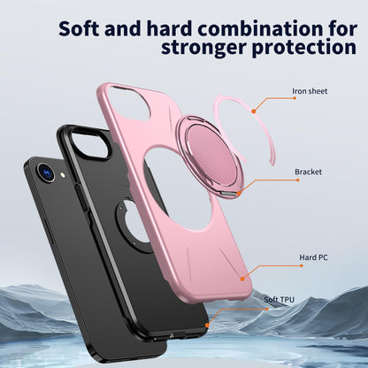 For iPhone 17e / 16e Kalebol Magnetic MagSafe Rotation Holder PC Phone Case(Pink)