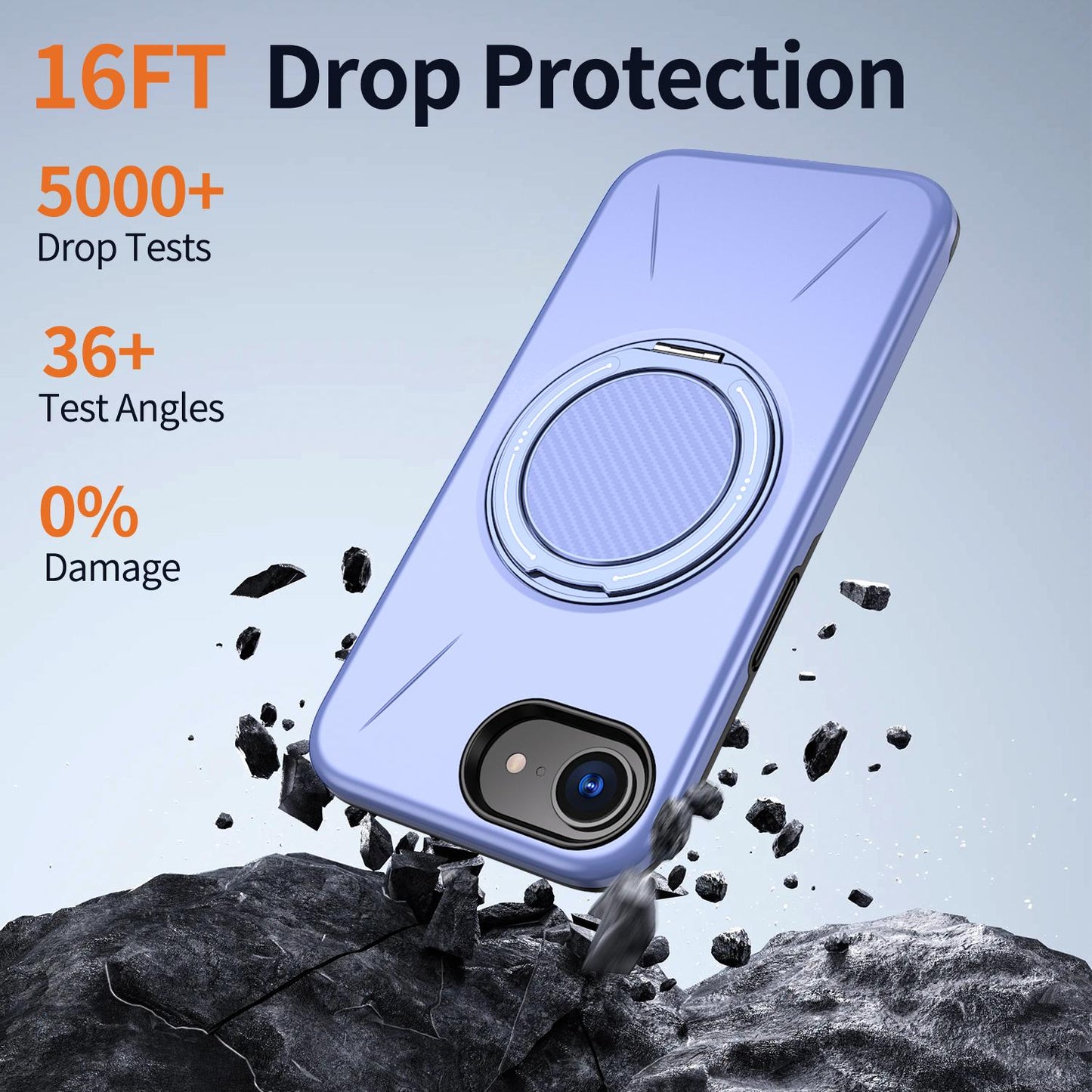For iPhone 17e / 16e Kalebol Magnetic MagSafe Rotation Holder PC Phone Case(Lilac)