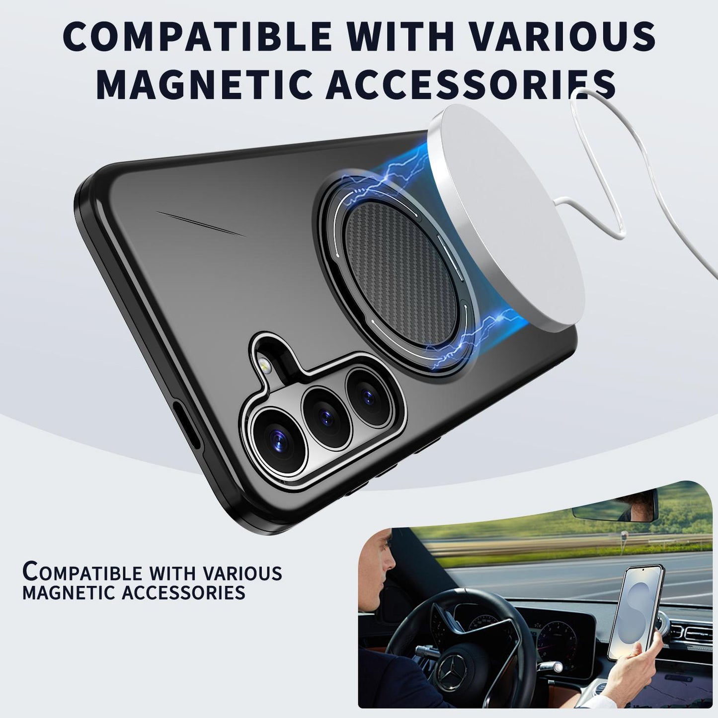 Galaxy S26 FE 5G Kalebol Magnetic MagSafe Rotation Holder PC Phone Case(Black)