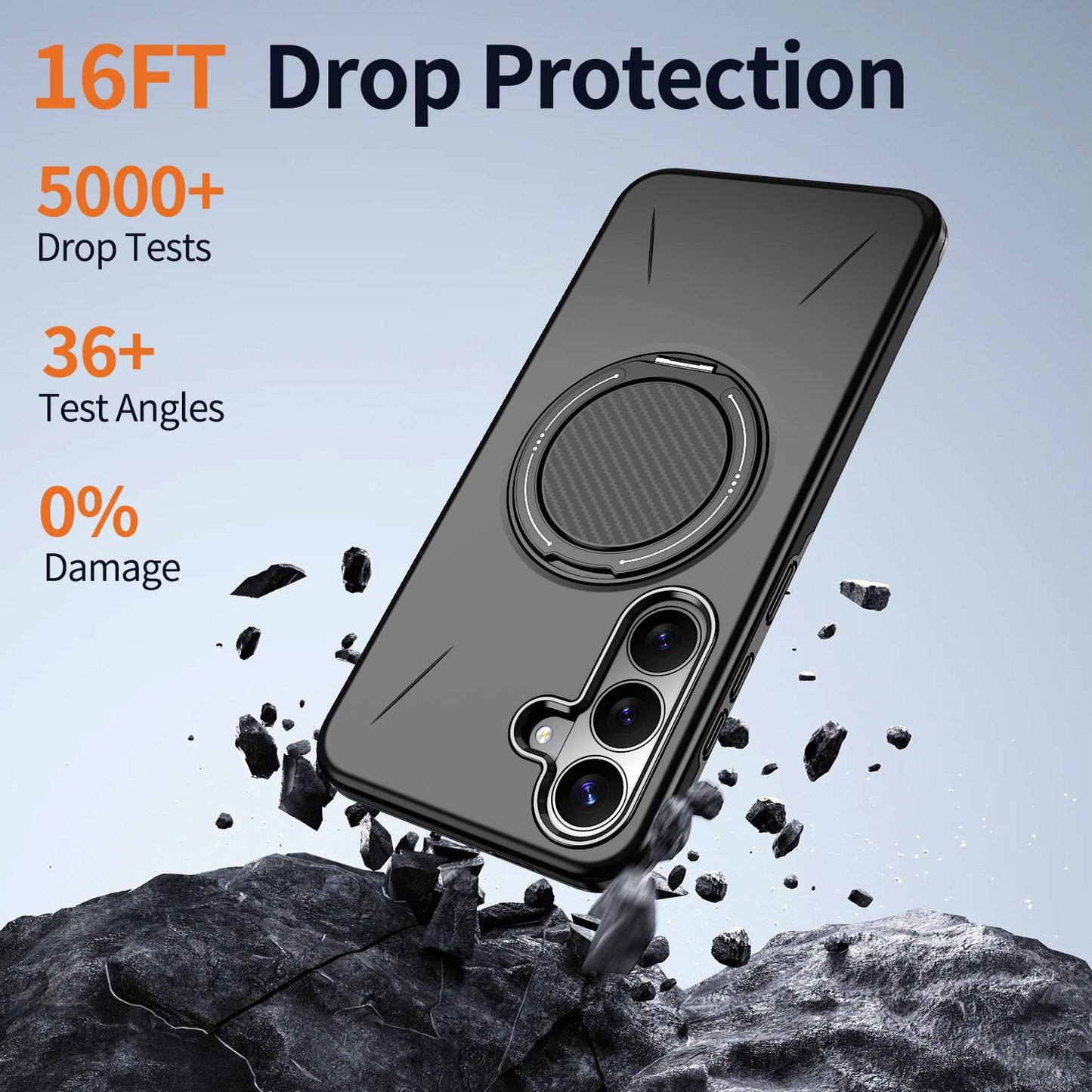 Galaxy S26 FE 5G Kalebol Magnetic MagSafe Rotation Holder PC Phone Case(Black)