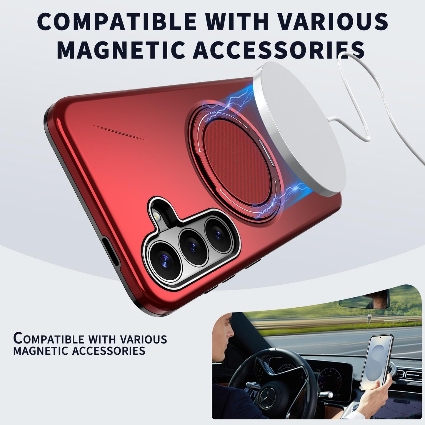 Galaxy S26 FE 5G Kalebol Magnetic MagSafe Rotation Holder PC Phone Case(Red)
