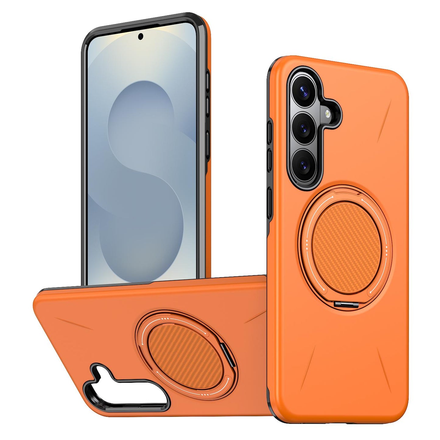 Galaxy S26 FE 5G Kalebol Magnetic MagSafe Rotation Holder PC Phone Case(Orange)