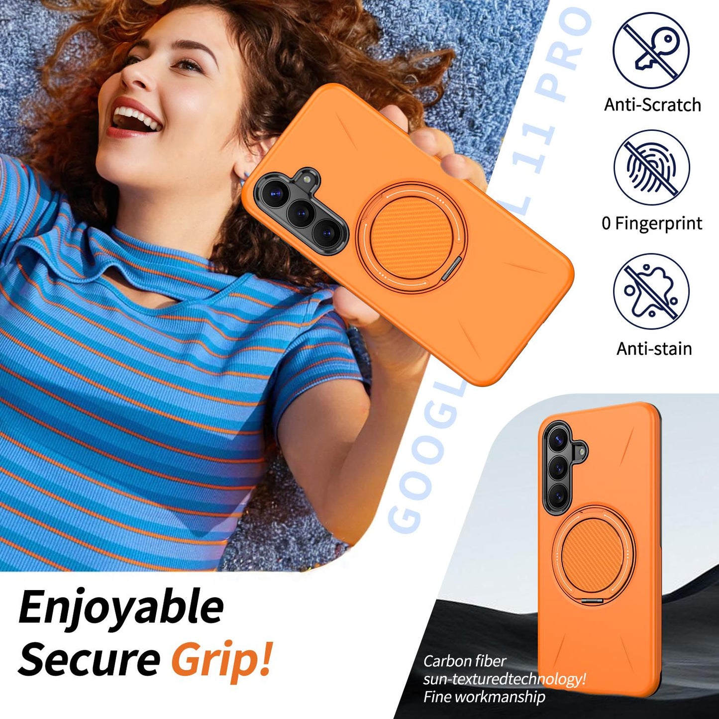 Galaxy S26 FE 5G Kalebol Magnetic MagSafe Rotation Holder PC Phone Case(Orange)