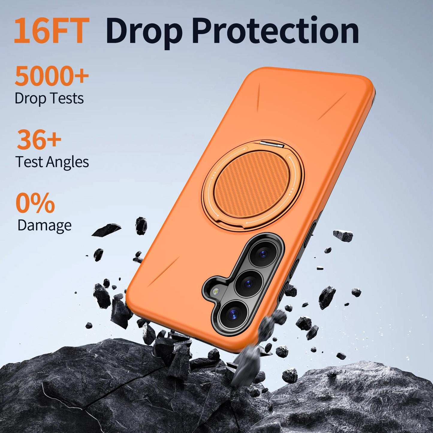 Galaxy S26 FE 5G Kalebol Magnetic MagSafe Rotation Holder PC Phone Case(Orange)