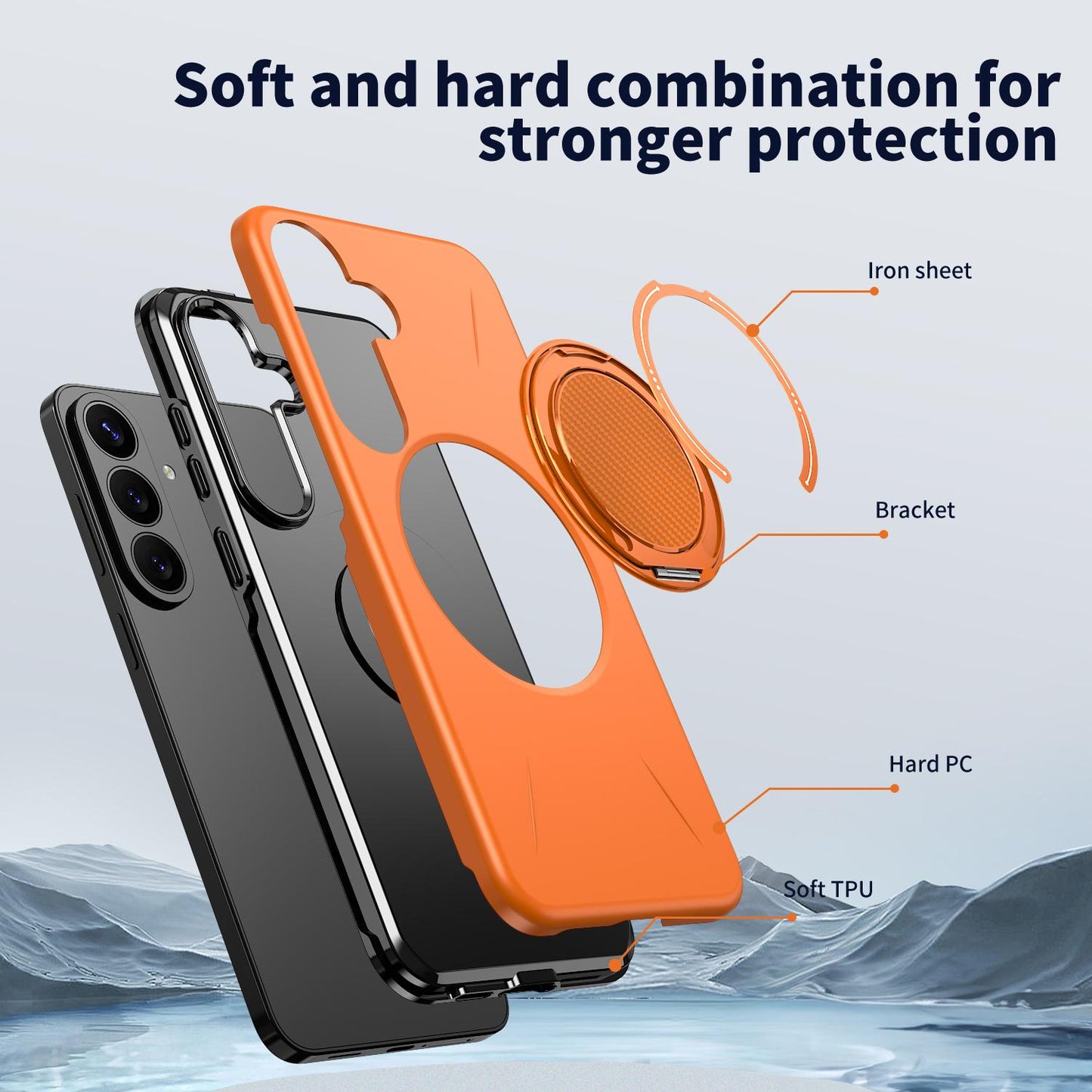 Galaxy S26 FE 5G Kalebol Magnetic MagSafe Rotation Holder PC Phone Case(Orange)