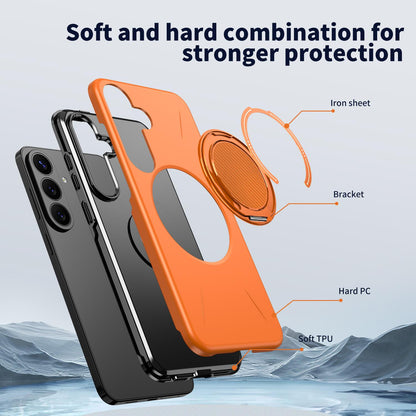 Galaxy S26 FE 5G Kalebol Magnetic MagSafe Rotation Holder PC Phone Case(Orange)