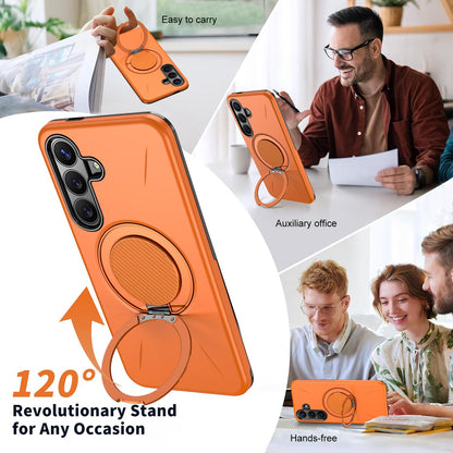 Galaxy S26 FE 5G Kalebol Magnetic MagSafe Rotation Holder PC Phone Case(Orange)