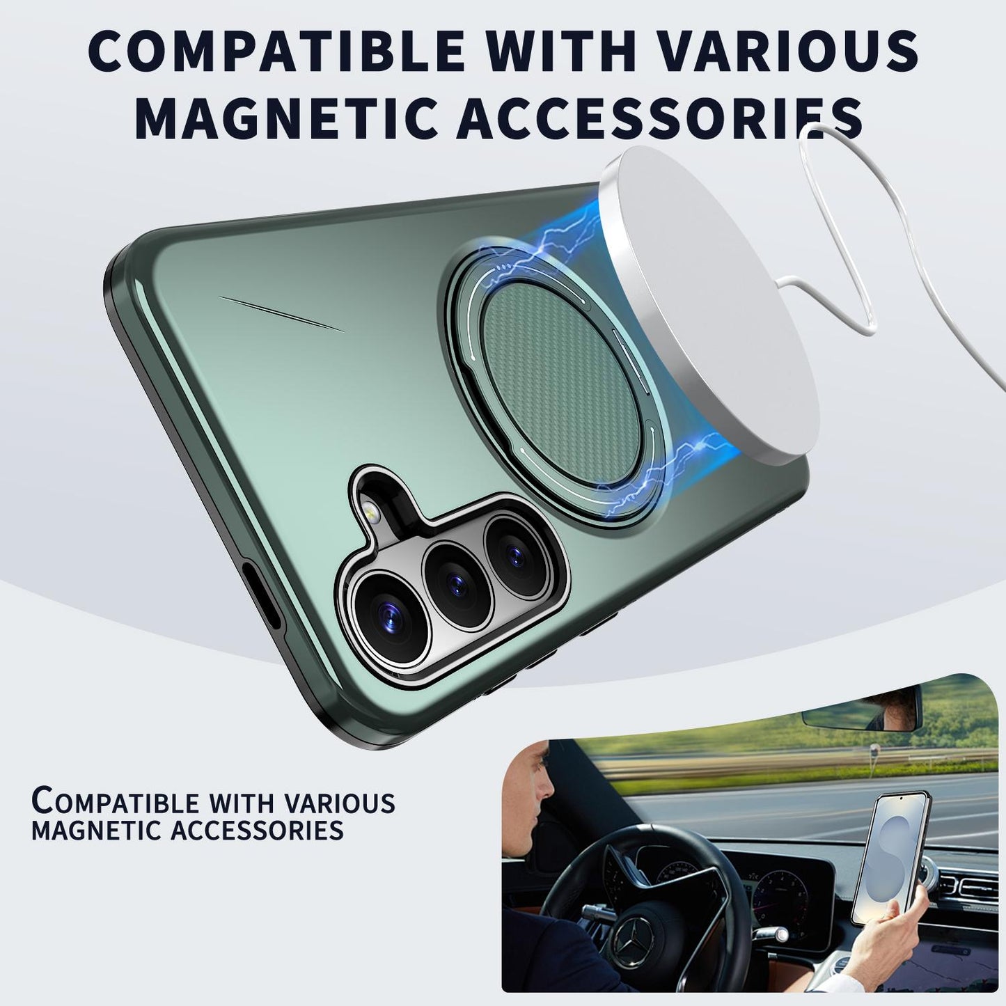 Galaxy S26 FE 5G Kalebol Magnetic MagSafe Rotation Holder PC Phone Case(Grey Green)