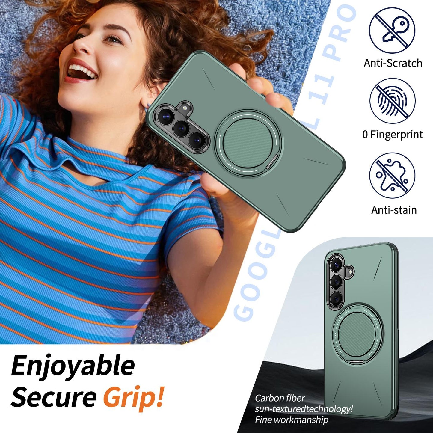 Galaxy S26 FE 5G Kalebol Magnetic MagSafe Rotation Holder PC Phone Case(Grey Green)