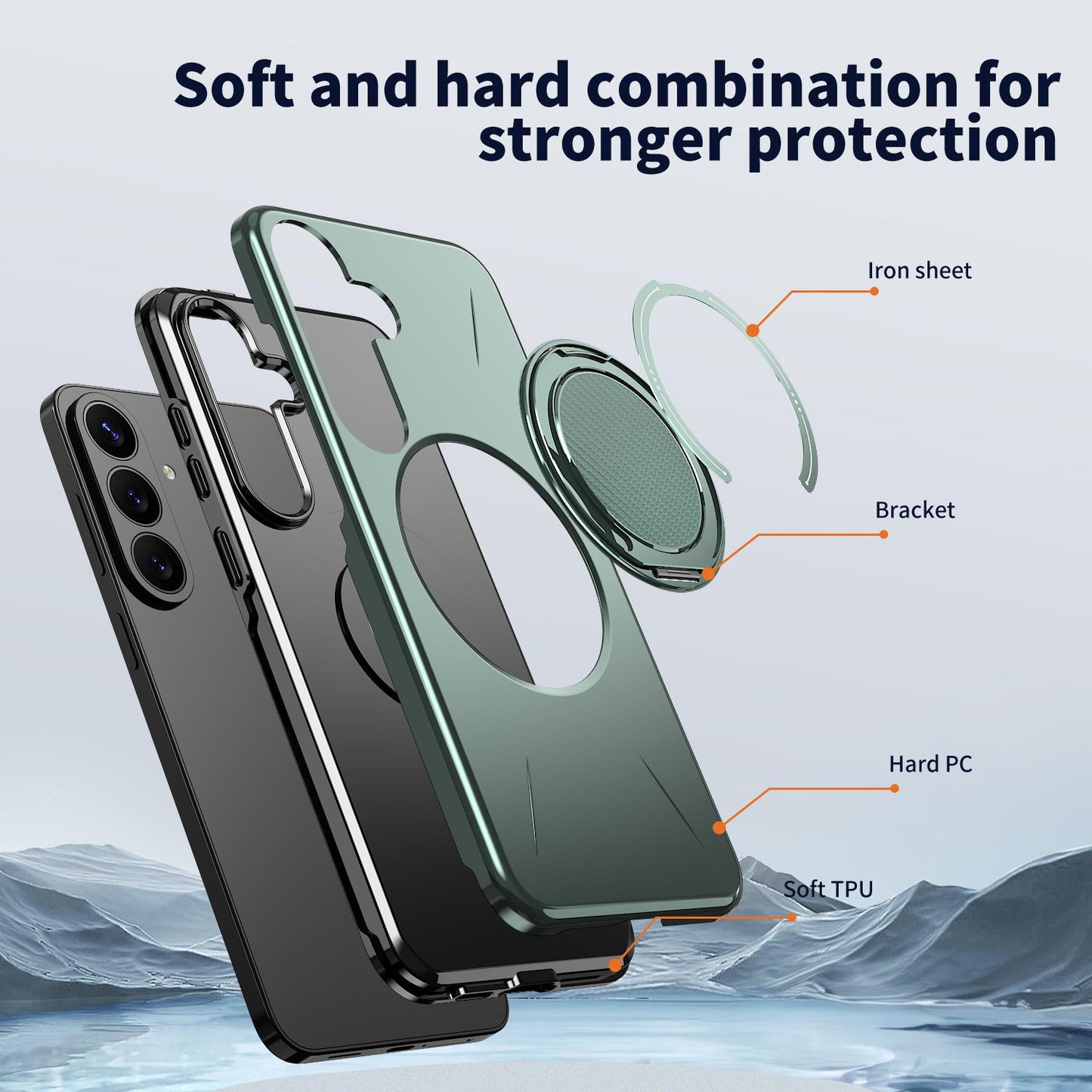 Galaxy S26 FE 5G Kalebol Magnetic MagSafe Rotation Holder PC Phone Case(Grey Green)