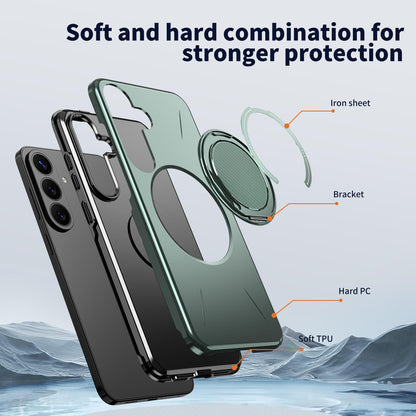 Galaxy S26 FE 5G Kalebol Magnetic MagSafe Rotation Holder PC Phone Case(Grey Green)