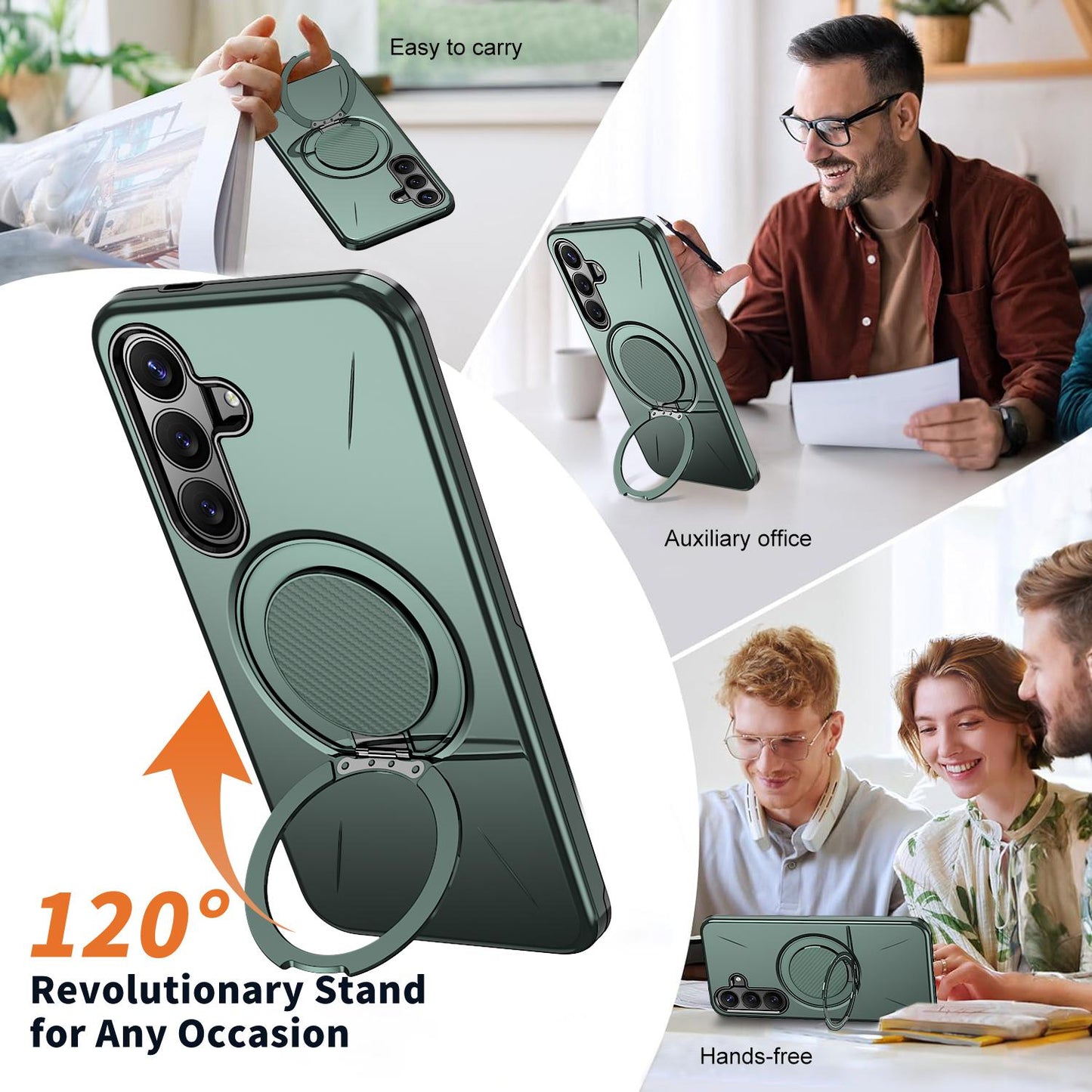 Galaxy S26 FE 5G Kalebol Magnetic MagSafe Rotation Holder PC Phone Case(Grey Green)