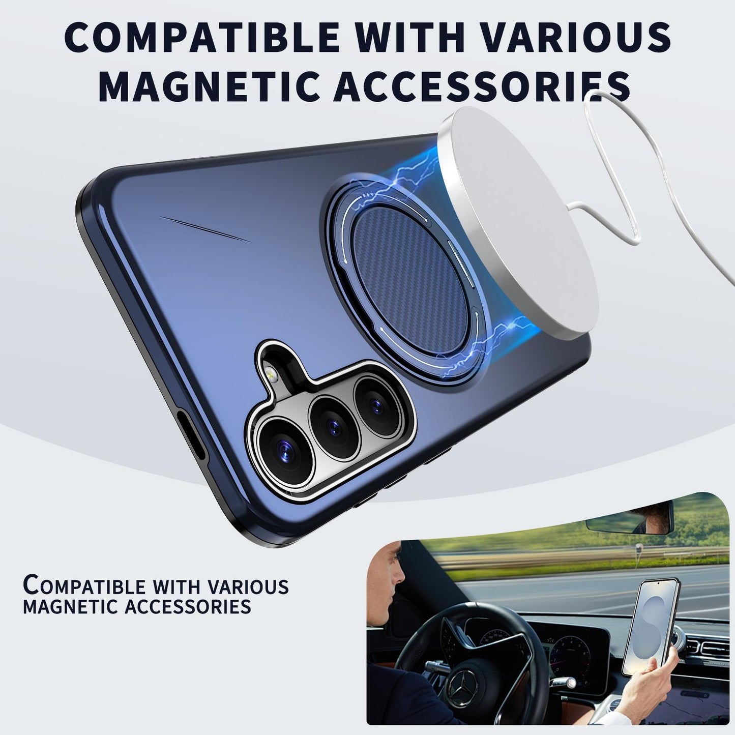 Galaxy S26 FE 5G Kalebol Magnetic MagSafe Rotation Holder PC Phone Case(Blue)