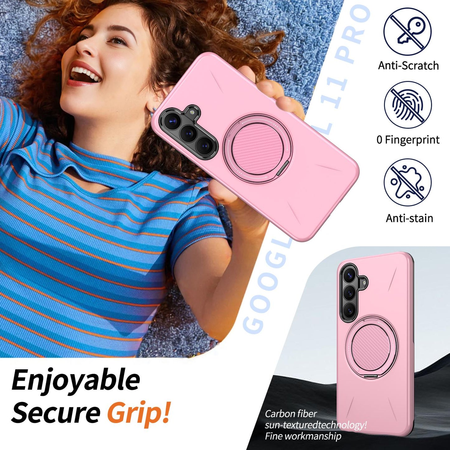 Galaxy S26 FE 5G Kalebol Magnetic MagSafe Rotation Holder PC Phone Case(Pink)
