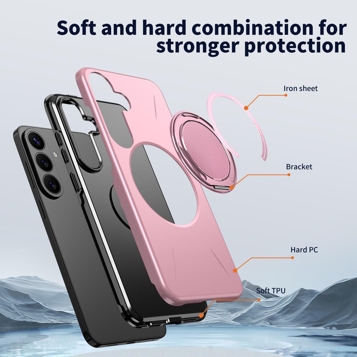 Galaxy S26 FE 5G Kalebol Magnetic MagSafe Rotation Holder PC Phone Case(Pink)