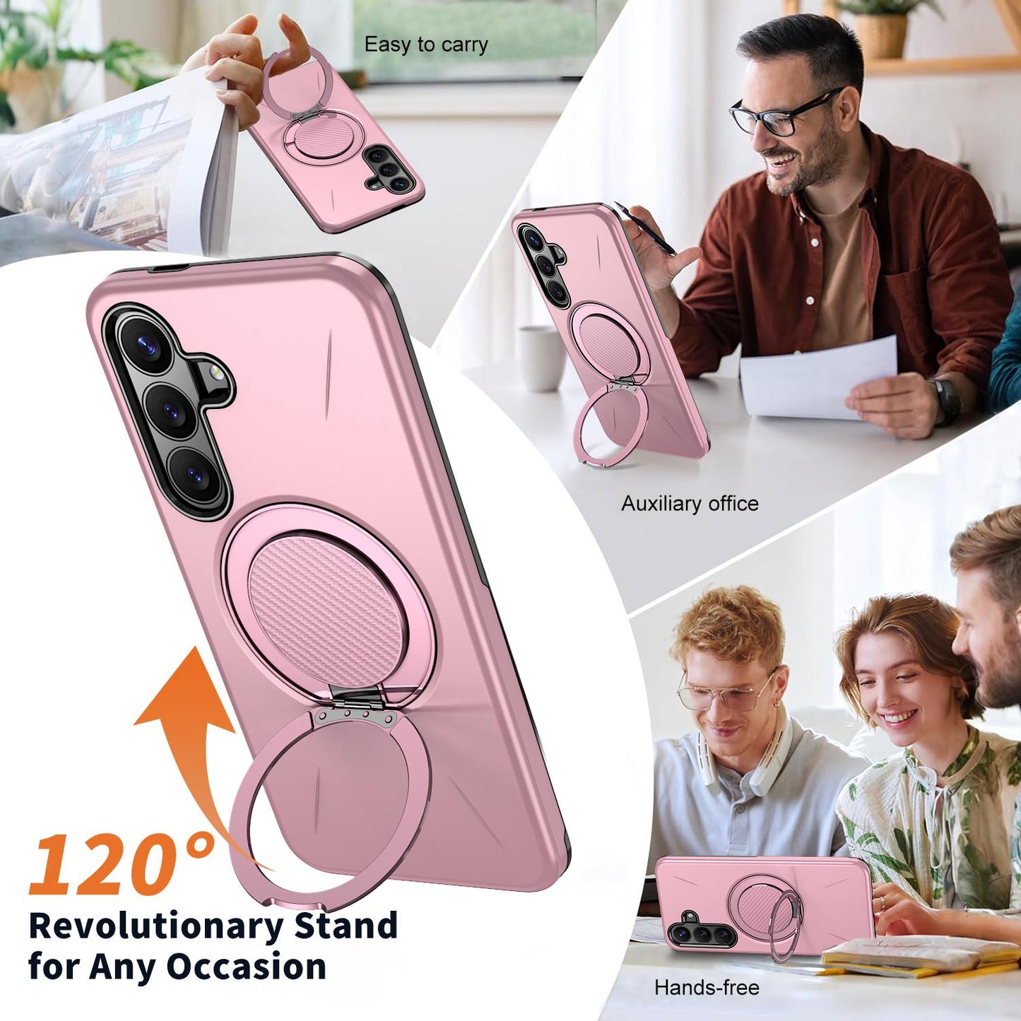 Galaxy S26 FE 5G Kalebol Magnetic MagSafe Rotation Holder PC Phone Case(Pink)