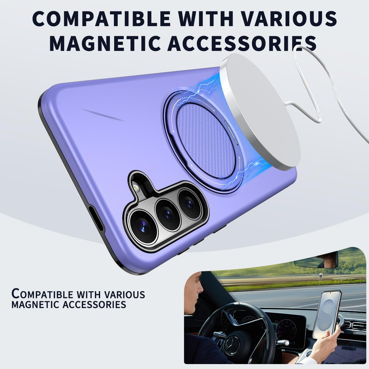 Galaxy S26 FE 5G Kalebol Magnetic MagSafe Rotation Holder PC Phone Case(Lilac)