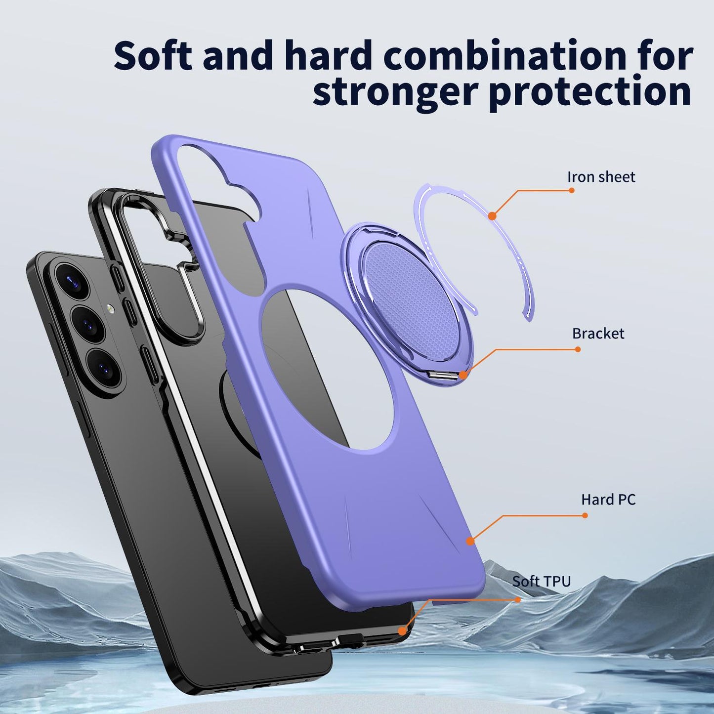 Galaxy S26 FE 5G Kalebol Magnetic MagSafe Rotation Holder PC Phone Case(Lilac)