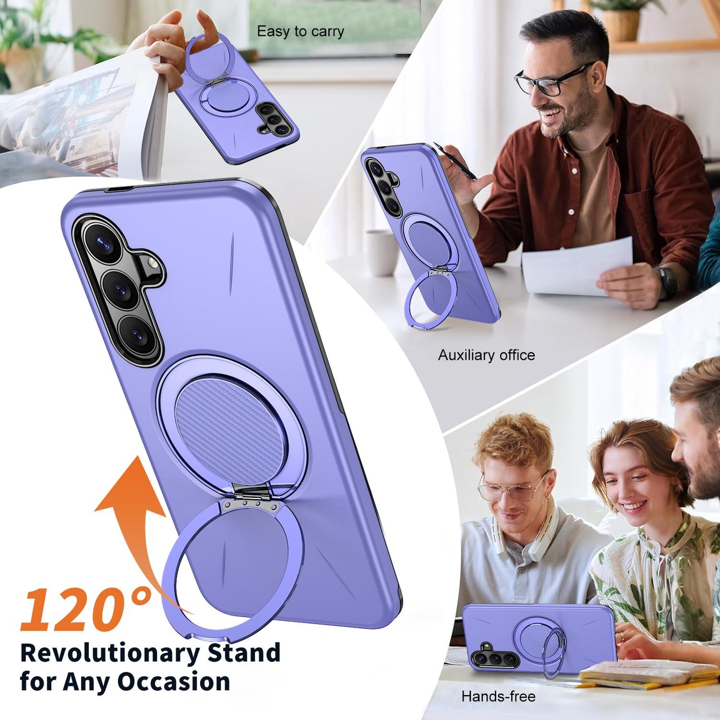 Galaxy S26 FE 5G Kalebol Magnetic MagSafe Rotation Holder PC Phone Case(Lilac)
