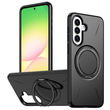 For Galaxy A27 5G Kalebol Magnetic MagSafe Rotation Holder PC Phone Case(Black)