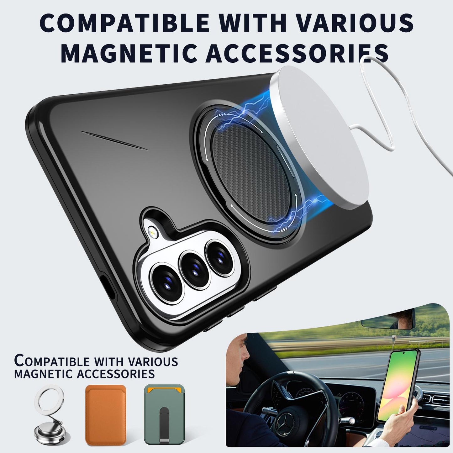 For Galaxy A27 5G Kalebol Magnetic MagSafe Rotation Holder PC Phone Case(Black)