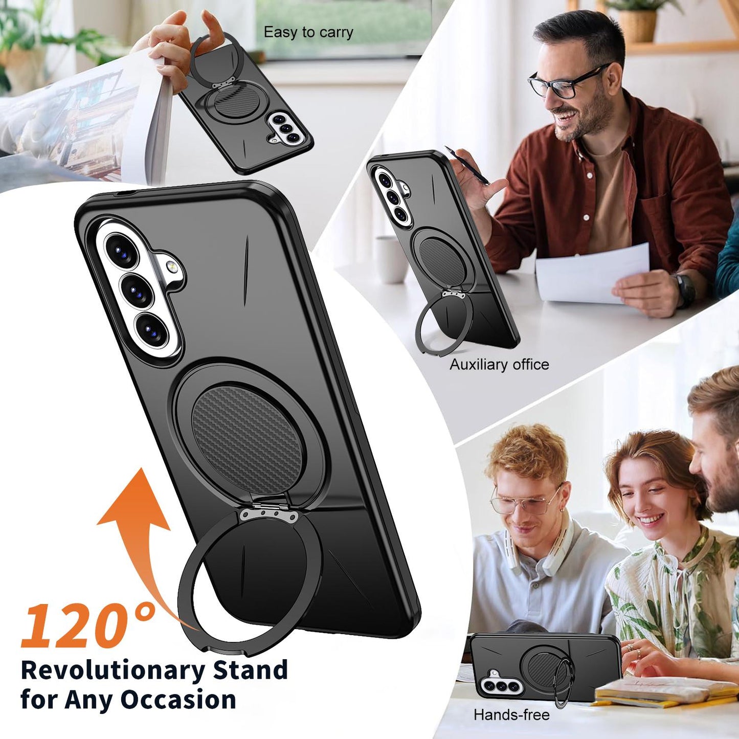 For Galaxy A27 5G Kalebol Magnetic MagSafe Rotation Holder PC Phone Case(Black)