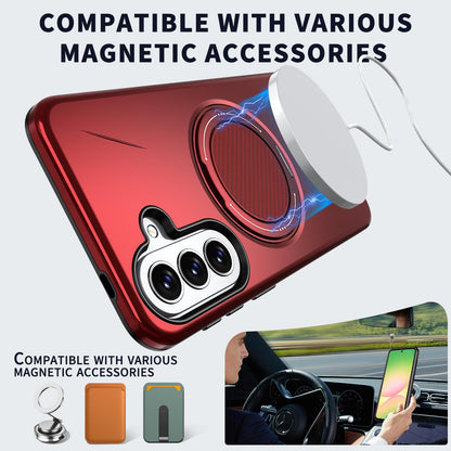 For Galaxy A27 5G Kalebol Magnetic MagSafe Rotation Holder PC Phone Case(Red)