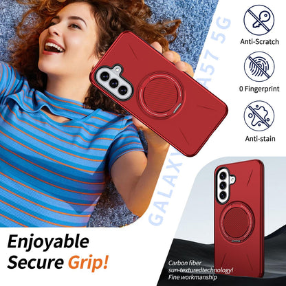 For Galaxy A27 5G Kalebol Magnetic MagSafe Rotation Holder PC Phone Case(Red)