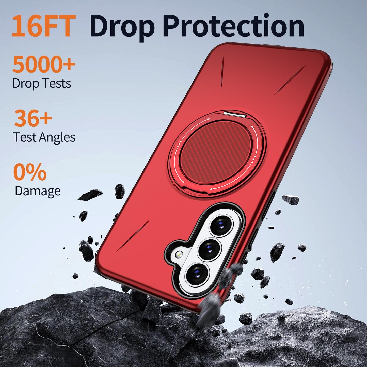 For Galaxy A27 5G Kalebol Magnetic MagSafe Rotation Holder PC Phone Case(Red)
