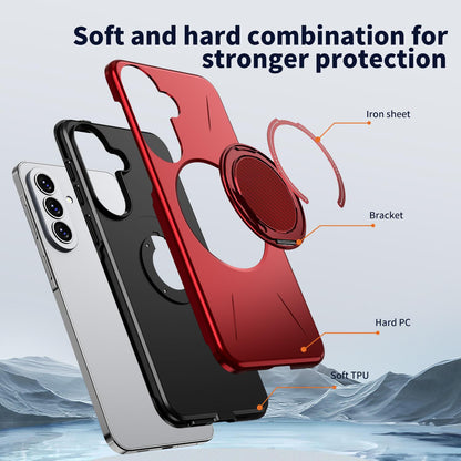 For Galaxy A27 5G Kalebol Magnetic MagSafe Rotation Holder PC Phone Case(Red)