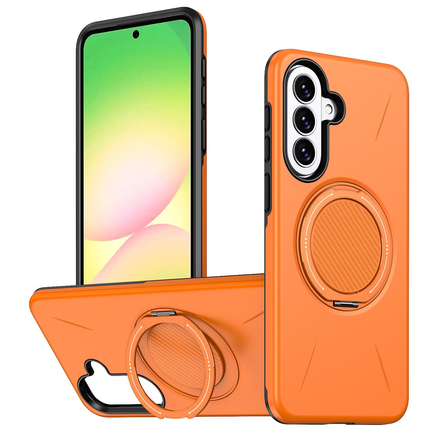 For Galaxy A27 5G Kalebol Magnetic MagSafe Rotation Holder PC Phone Case(Orange)