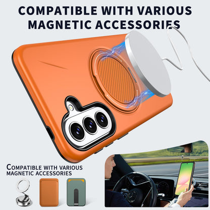 For Galaxy A27 5G Kalebol Magnetic MagSafe Rotation Holder PC Phone Case(Orange)