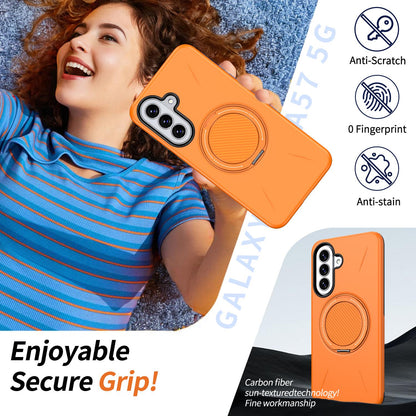 For Galaxy A27 5G Kalebol Magnetic MagSafe Rotation Holder PC Phone Case(Orange)