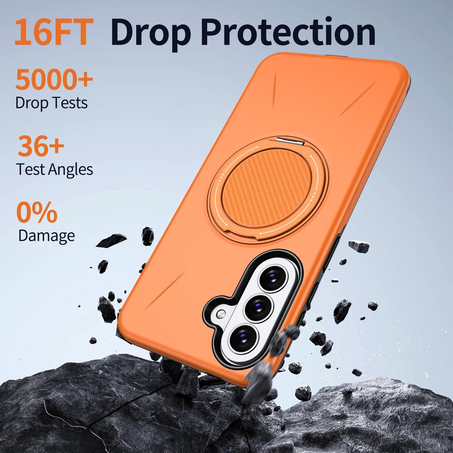 For Galaxy A27 5G Kalebol Magnetic MagSafe Rotation Holder PC Phone Case(Orange)