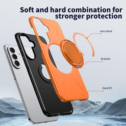 For Galaxy A27 5G Kalebol Magnetic MagSafe Rotation Holder PC Phone Case(Orange)