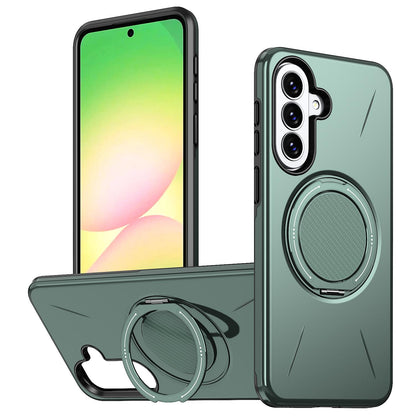 For Galaxy A27 5G Kalebol Magnetic MagSafe Rotation Holder PC Phone Case(Grey Green)